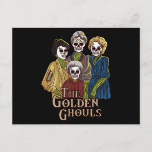Cartão Postal Os Ghouls Dourados Divertidos de Halloween Horríve