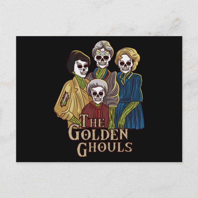 Cartão Postal Os Ghouls Dourados Funny Halloween Horrível Homens (Frente)