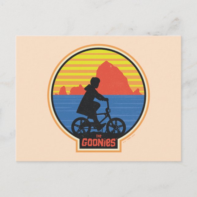 Cartão Postal Os Goonies Retro Mikey Andando de Bicicleta Gráfic (Frente)