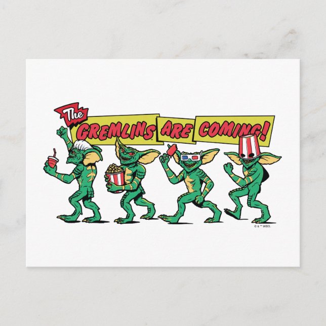 Cartão Postal Os Gremlins™ Estão Chegando (Frente)