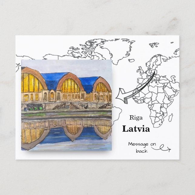 Cartão Postal Os Hangares Zeppelin, Riga Letônia (Frente)