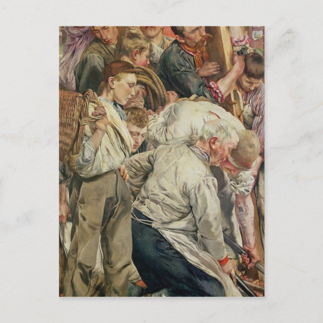 Cartão Postal Os Homens, painel esquerdo da Era do Trabalhador (Frente)