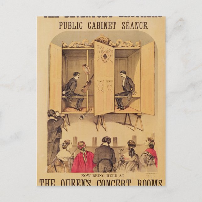 Cartão Postal Os irmãos Davenport, poster para Seance, 1865 (Frente)