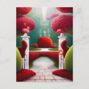 Cartão Postal Os Jardins Vermelhos do País das Maravilhas
