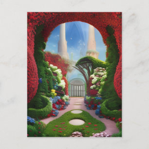 Cartão Postal Os Jardins Vermelhos Fantasia Arte Digital