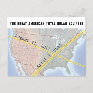 Cartão Postal Os Mapas Eclipse 2017 e 2024 da América Excelente