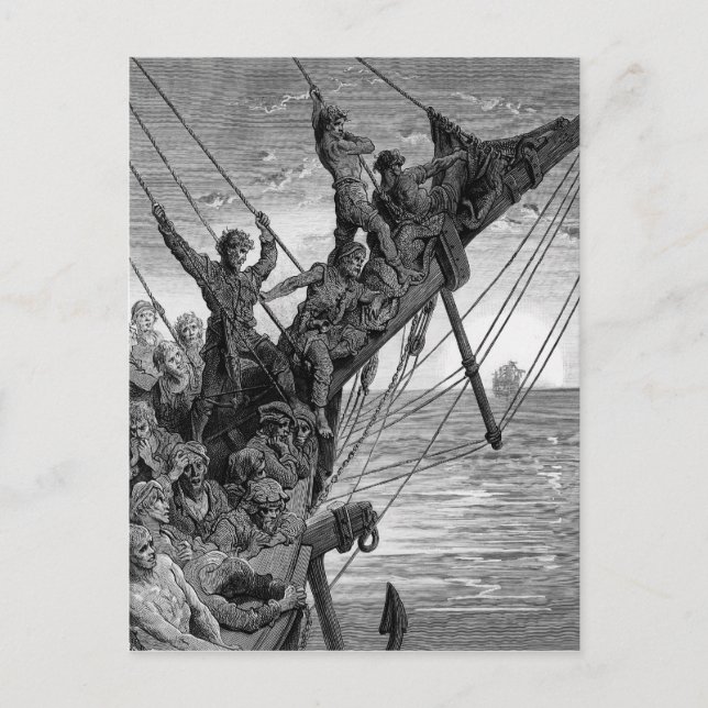 Cartão Postal Os marinheiros veem à distância uma nave fantasma (Frente)