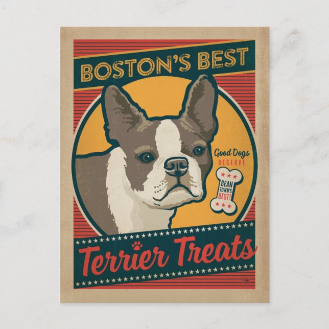 Cartão Postal Os Melhores Tratamentos Terrier de Boston (Frente)