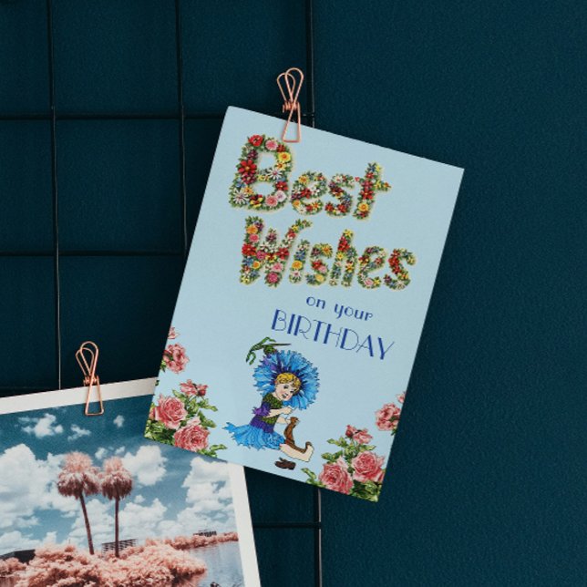 Cartão Postal Os melhores votos para o seu aniversário Wildflowe (Criador carregado)