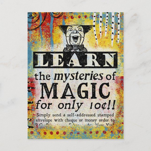 Cartão Postal Os Mistérios da Magia - Divertido Anúncio Antigo (Frente)