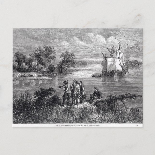 Cartão Postal Os Moravianos em Cena o Delaware (Frente)
