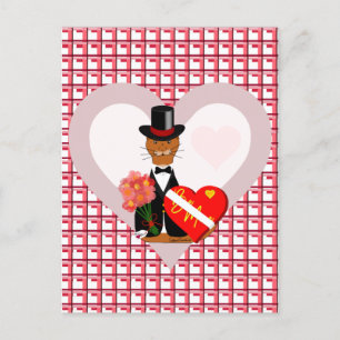 Cartão Postal Os Namorados de Oliver estão com fundo cardíaco