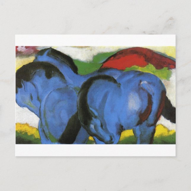 Cartão Postal Os pequenos cavalos azuis de Franz Marc (Frente)