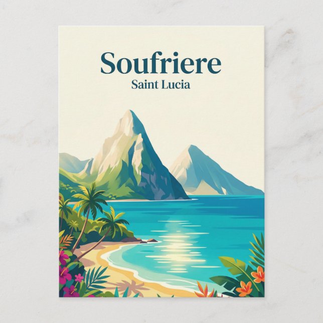 Cartão Postal Os Pitons São Lúcia (Frente)