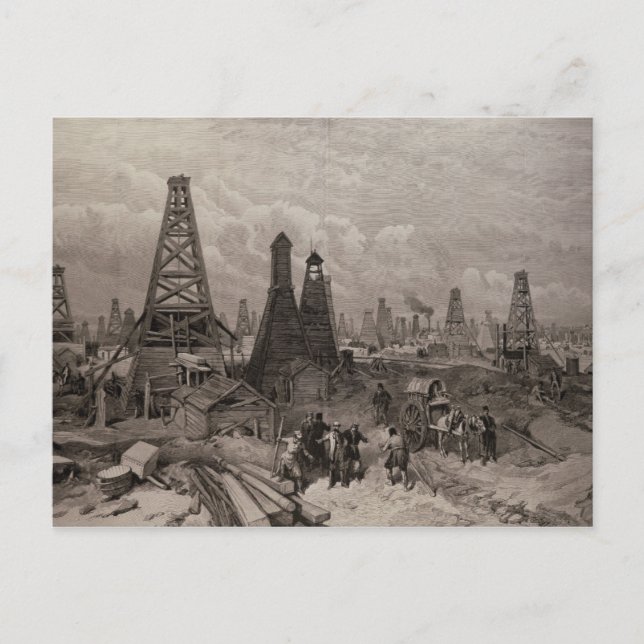 Cartão Postal Os Poços de Petróleo em Baku no Cáspio (Frente)