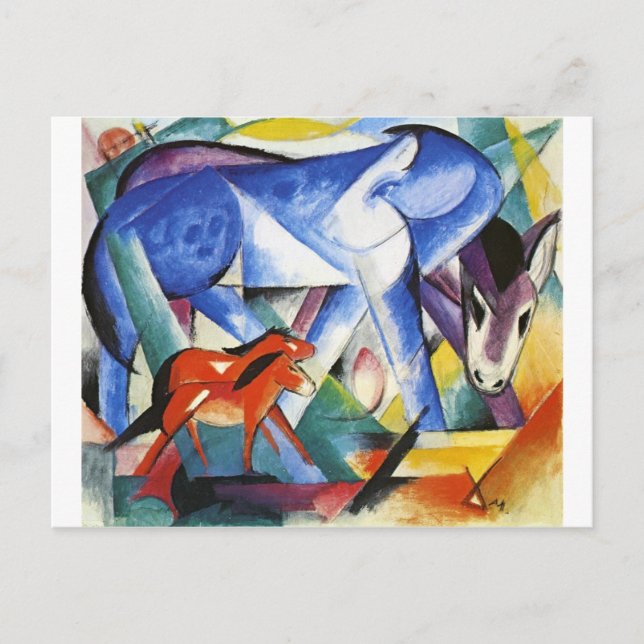 Cartão Postal Os primeiros animais de Franz Marc (Frente)