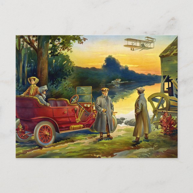 Cartão Postal Os Primeiros Dias do Automóvel 1910 (Frente)