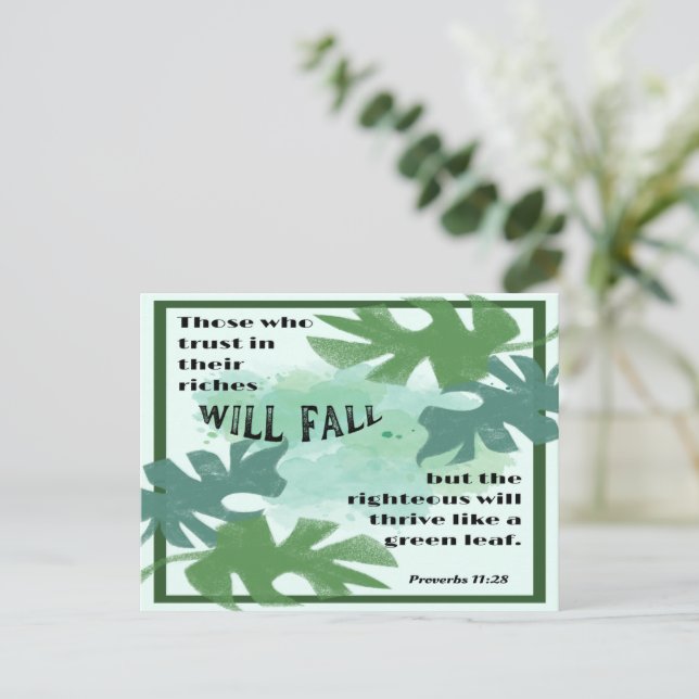 Cartão Postal Os Proverbos da Folha Verde e da Direita 11:28 (Em pé/Frente)