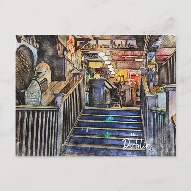 Cartão Postal Os Pubs de Dublin-Irlanda (Frente)