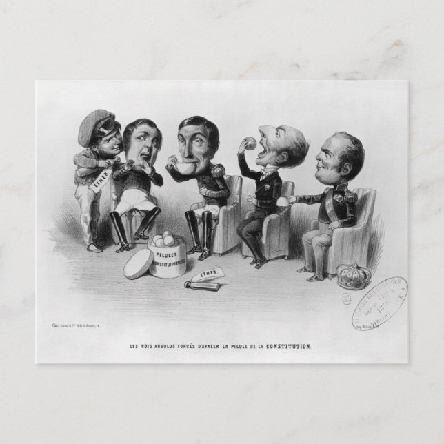 Cartão Postal Os Reis Absolutos Forçados a Engolir a Pílula (Frente)