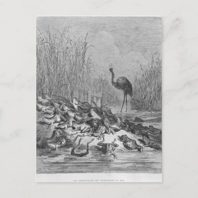 Cartão Postal Os sapos que pedem um rei. (Frente)