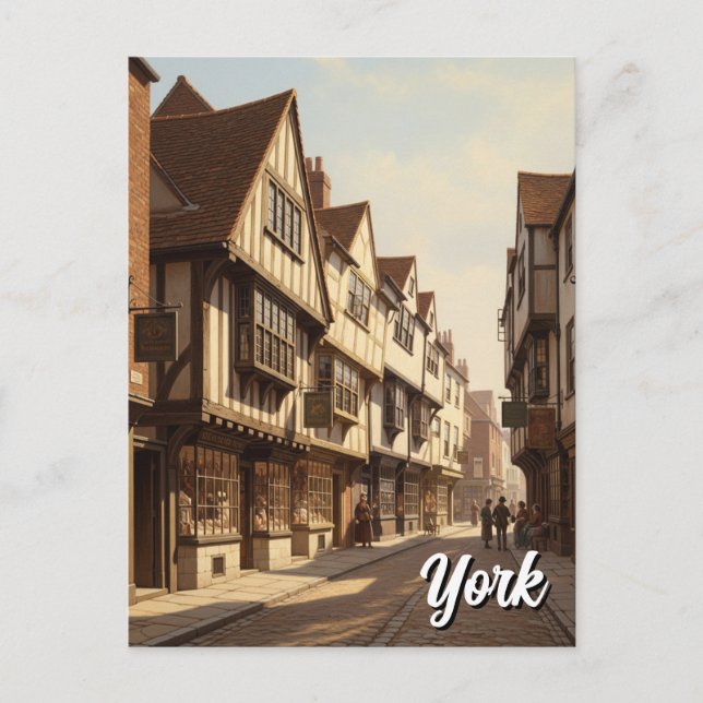 Cartão Postal Os Shambles em York Inglaterra (Frente)