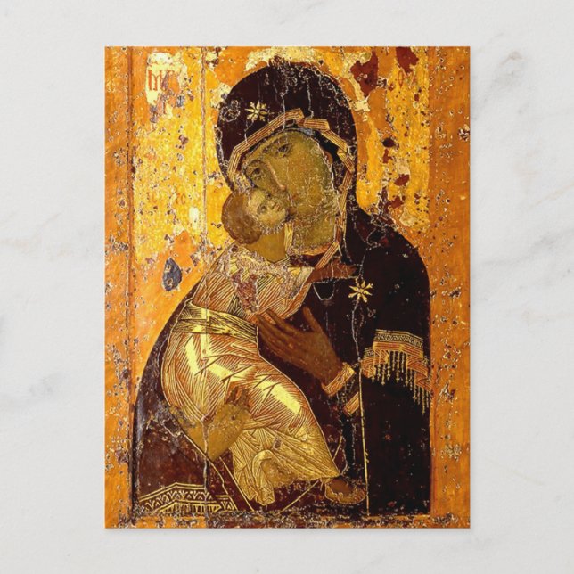 Cartão Postal Os Theotokos do Ícone Vladimir (Frente)