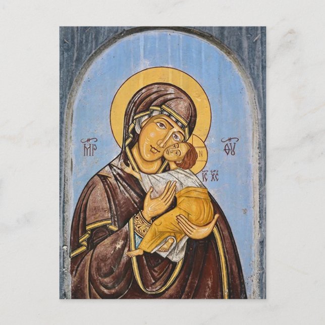 Cartão Postal Os Theotokos e o Ícone Filho Cristo (Frente)