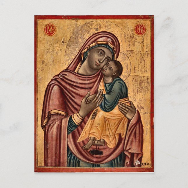 Cartão Postal Os Theotokos e o Ícone Filho Cristo (Frente)