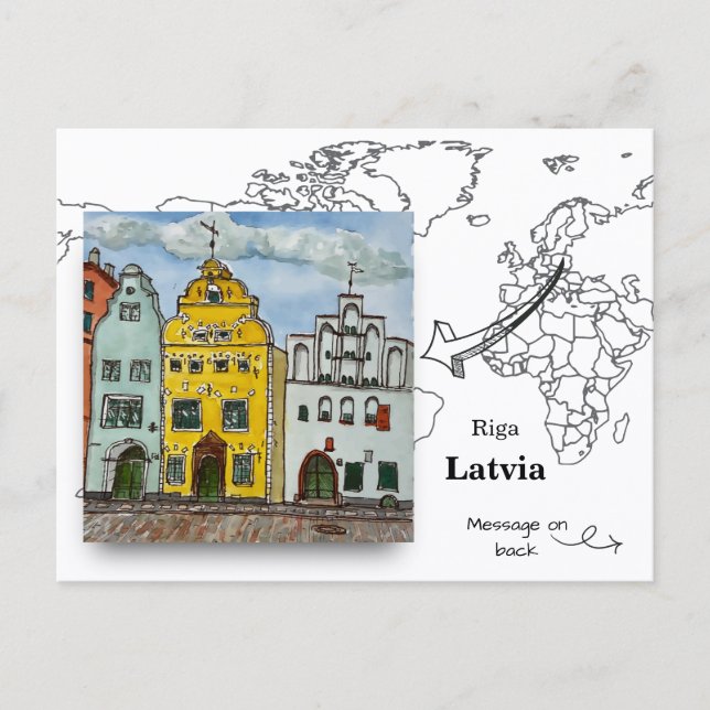 Cartão Postal Os Três Irmãos, Riga Letônia (Frente)