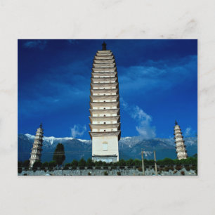 Cartão Postal Os Três Pagodas, Dali, província de Yunnan ocide