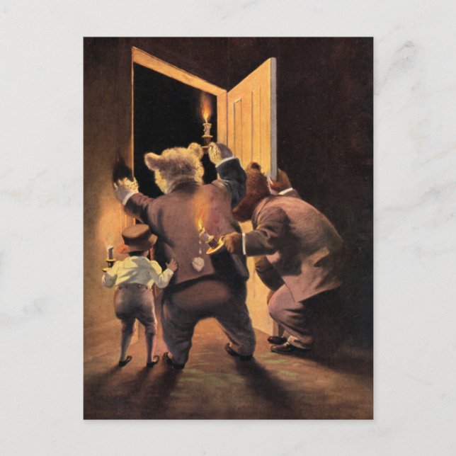 Cartão Postal Os Ursos Roosevelt como Detetives do Urso de Teddy (Frente)