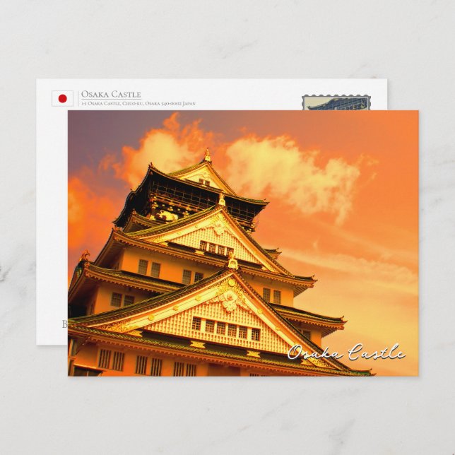 Cartão Postal Osaka Castle (Sunset ver.) ポストカード (Frente/Verso)