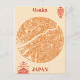Cartão Postal Osaka map Japan
