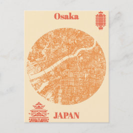 Cartão Postal Osaka map Japan
