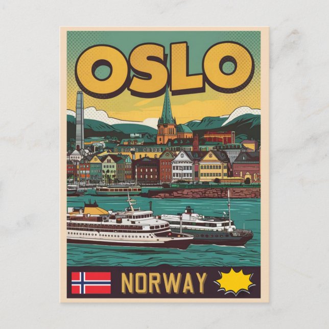 Cartão Postal Oslo ferve lembranças e presentes de banda desenha (Frente)