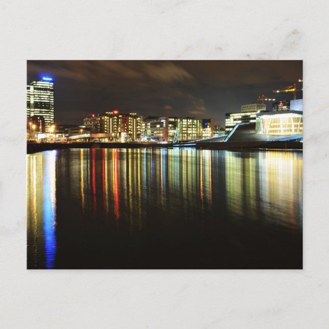 Cartão Postal Oslo, Noruega à noite (Frente)