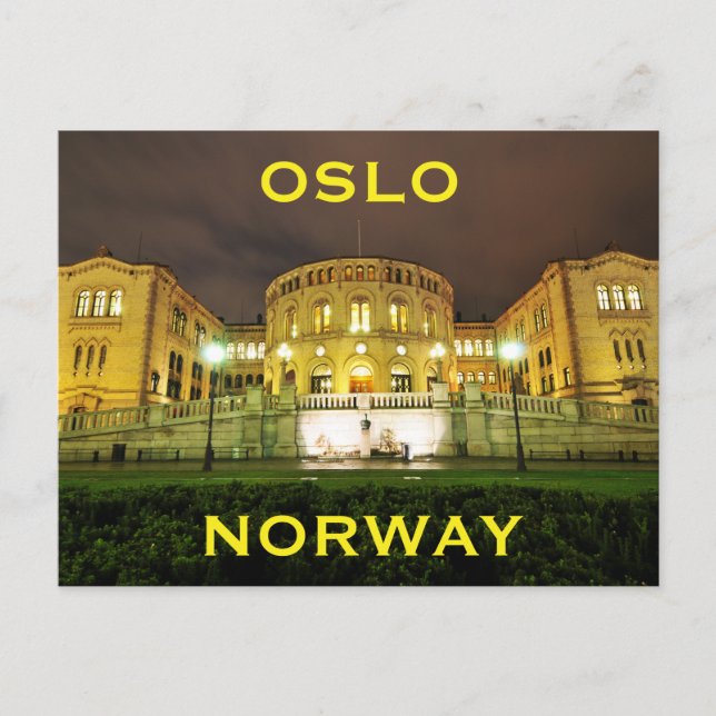 Cartão Postal Oslo, Noruega à noite (Frente)