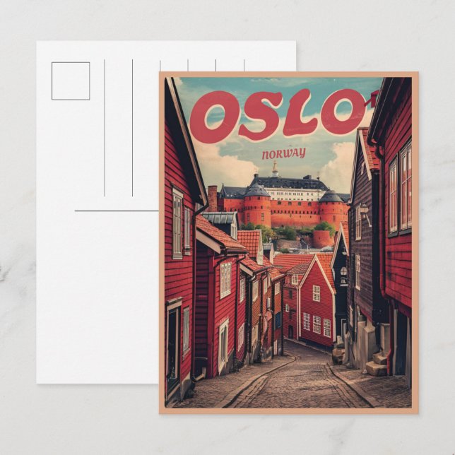Cartão Postal Oslo, Noruega, colheita de lembranças e presentes (Frente/Verso)