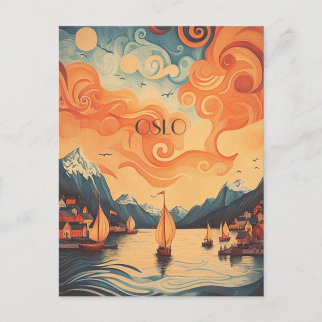 Cartão Postal Oslo Norway Viagem (Frente)