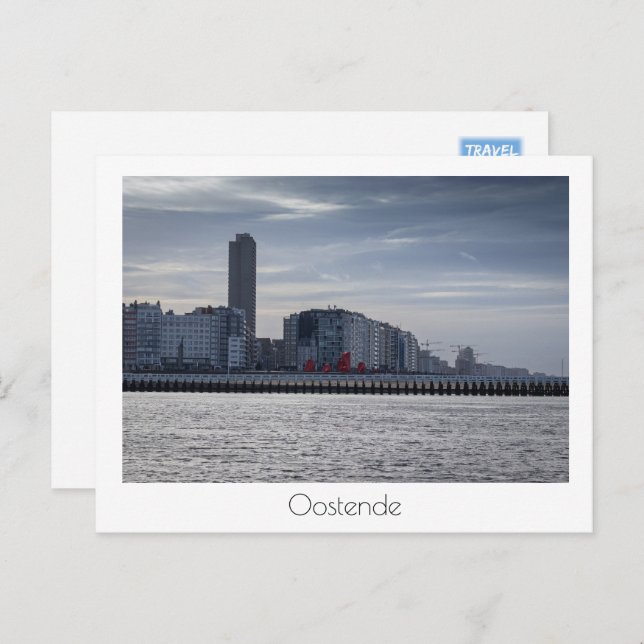 Cartão Postal Ostend Coastal City Skyline, Bélgica (Frente/Verso)
