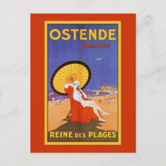 Cartão Postal Ostende Rainha das praias 1920 de verão de beleza 