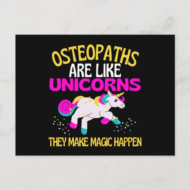 Cartão Postal Osteopatas Unicórnio, Magical Unicorn Chiropractor (Frente)