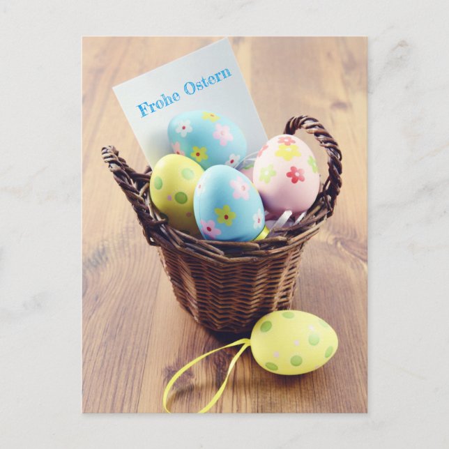 Cartão Postal Ostereier em einem Korb mit Notizzettel (Frente)