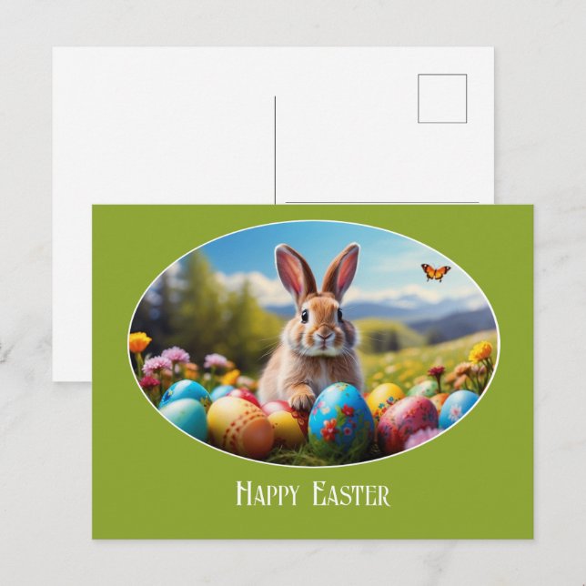 Cartão Postal Osterhase im Blumenfeld Illustration -  (Frente/Verso)