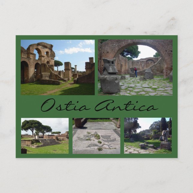 Cartão Postal Ostia Antica Collage (Ruínas Romanas), Roma (Frente)