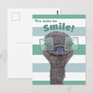 Cartão Postal Ostrich Cheio Com Óculos Você Me Faz Sorrir