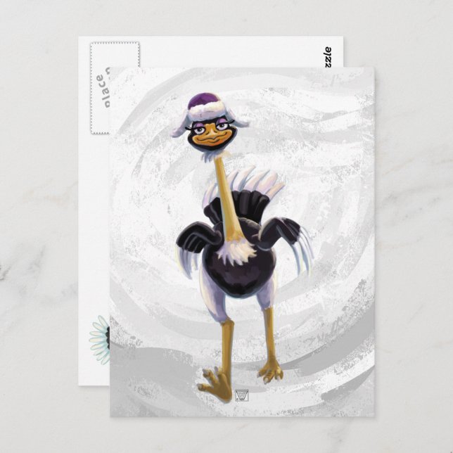 Cartão Postal Ostrich Corrente das Montanhas (Frente/Verso)