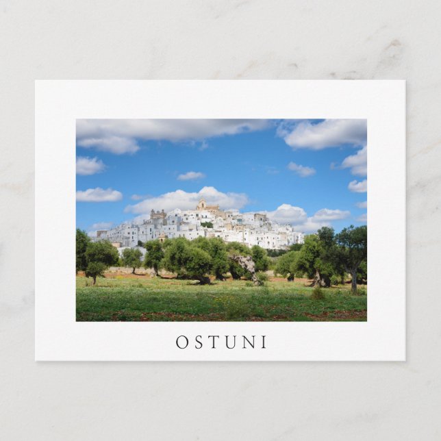 Cartão Postal Ostuni com oliveiras, Puglia — cartão-postal branc (Frente)
