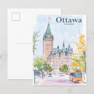 Cartão Postal Ottawa Canada Gouache Paint Viagem